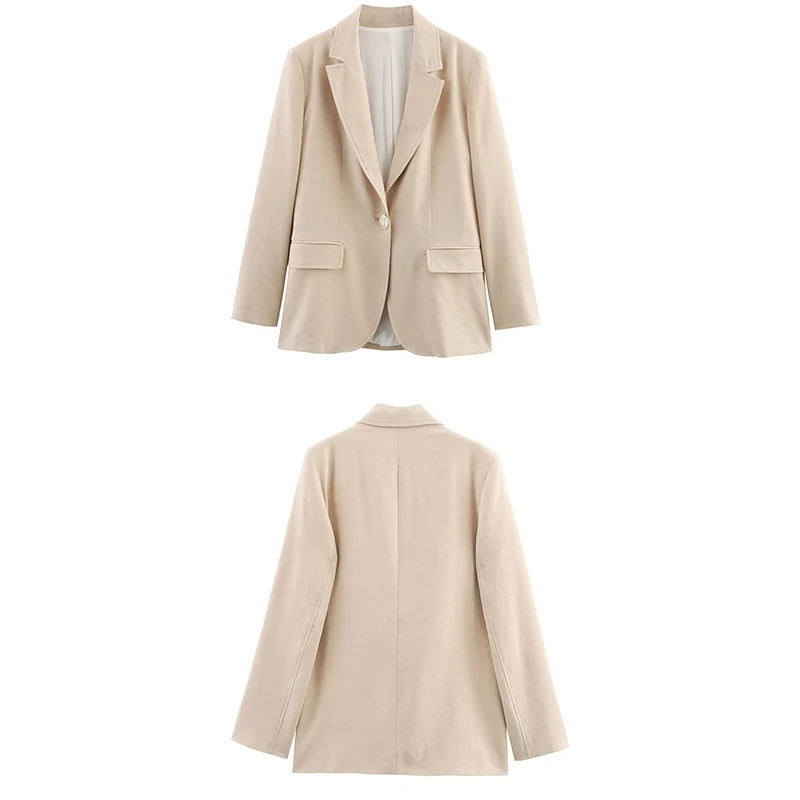 Guobioziy Women's Slim-Fit Linen-Blend Blazer 2026 Spring-Autumn New French Casual Fashion Trend for Daily Commute-Street Style