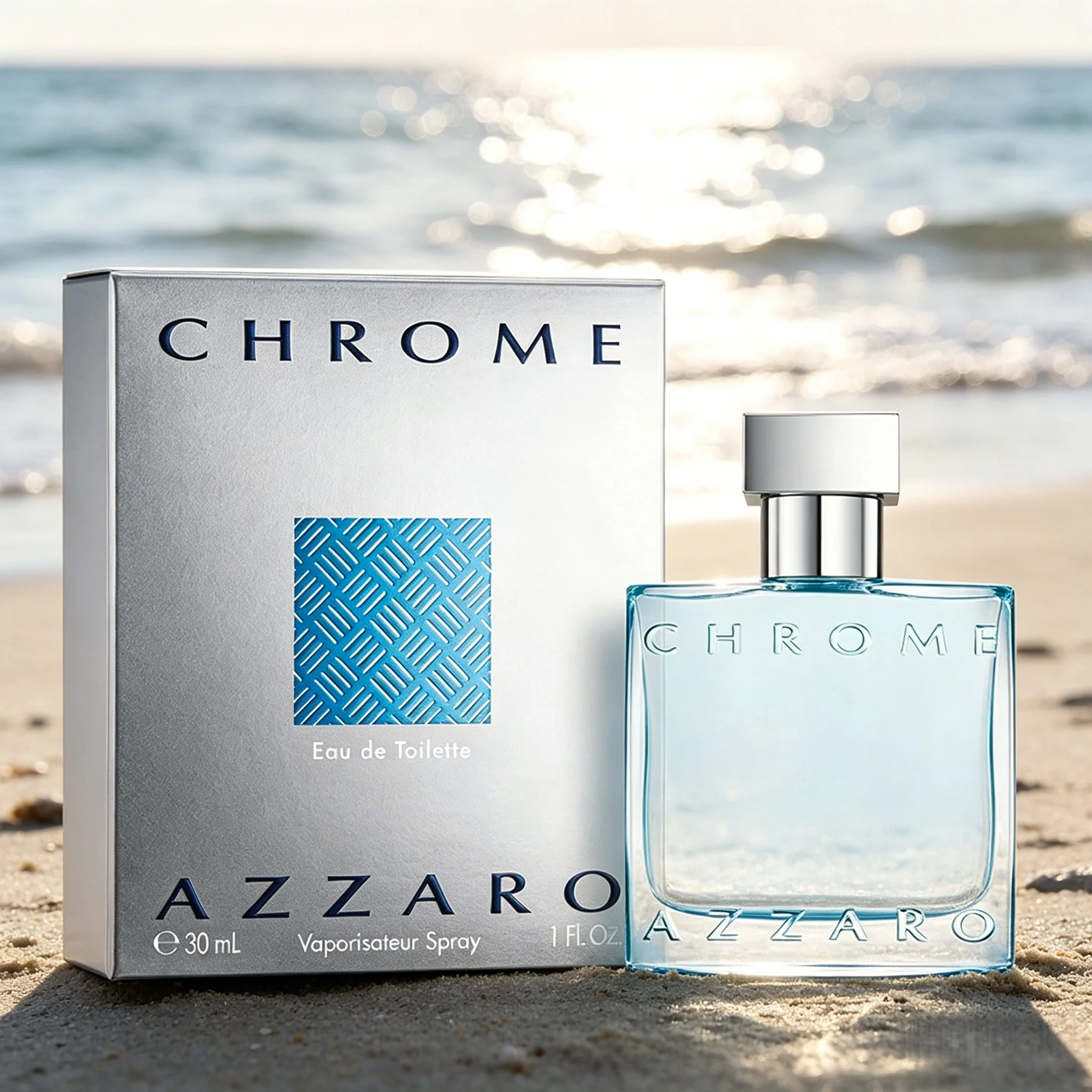 Azzaro Chrome Eau de Toilette Spray 30ml, Fresh Citrus Woody Men's Perfume, Long Lasting Cologne, Ideal Holiday Gift for Him
