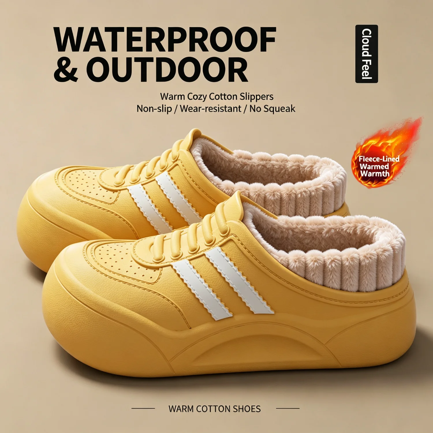 Women Men EVA Winter Warm Slippers 2026 Sneaker Style Thick Sole House Shoes Indoor Outdoor Plush Anti-Skid Casual Clog Shoes