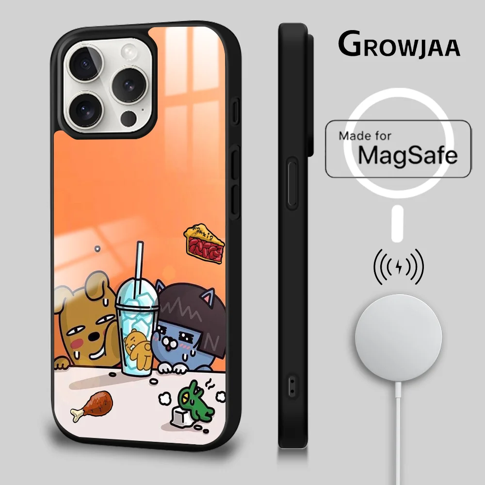 

HOT K-Kakao Cartoon Frodo&Neo Phone Case For iPhone 16 15 14 13 12 11 Pro Max Plus Mini Magsafe Mirror Wireless Magnetic Cover