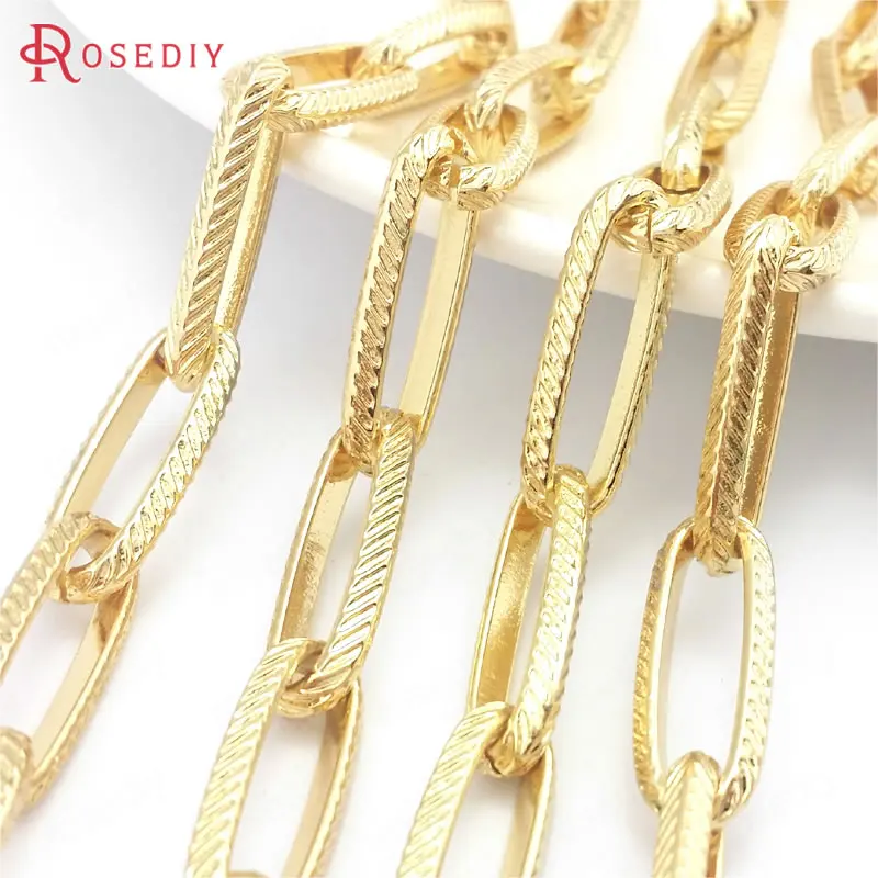 50CM 24K Gold Color Iron Long Oval Shape Necklace Chains Jewelry Chains Jewelry Making Supplies Diy Findings Accessories