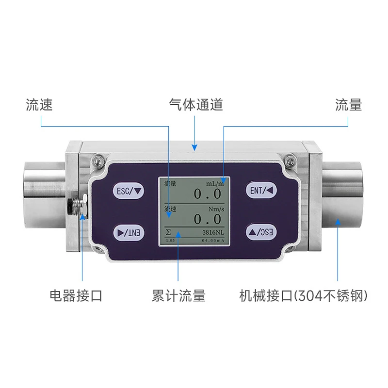 Portable Thermal Digital Air Mass Flow Meter High Accuracy RS485 Flowmeter Gas oxygen fuel gas