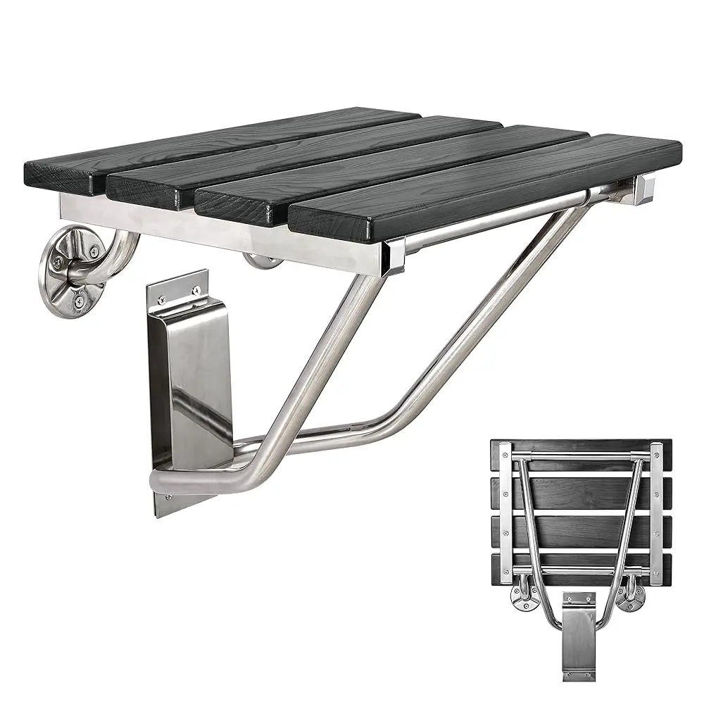 

Folding Shower Seat And Bench Wall Mounted, Shower Chair Foldable, Shower Stool Collapsible For Inside Shower Bathroom Bathtub