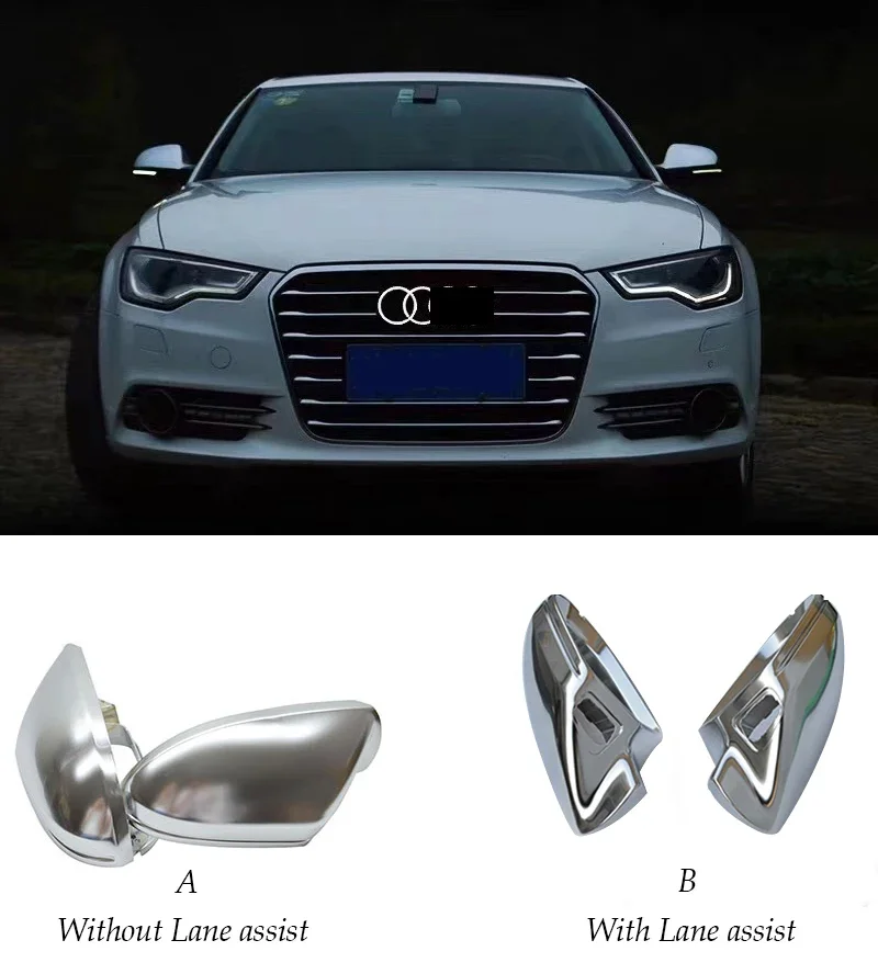 Rearview Side Mirror Cover caps for Audi A6 S6 C7 4G matt silver Tungsten steel black  Caps 2012 2013 2014 2015 2016 2017 2018