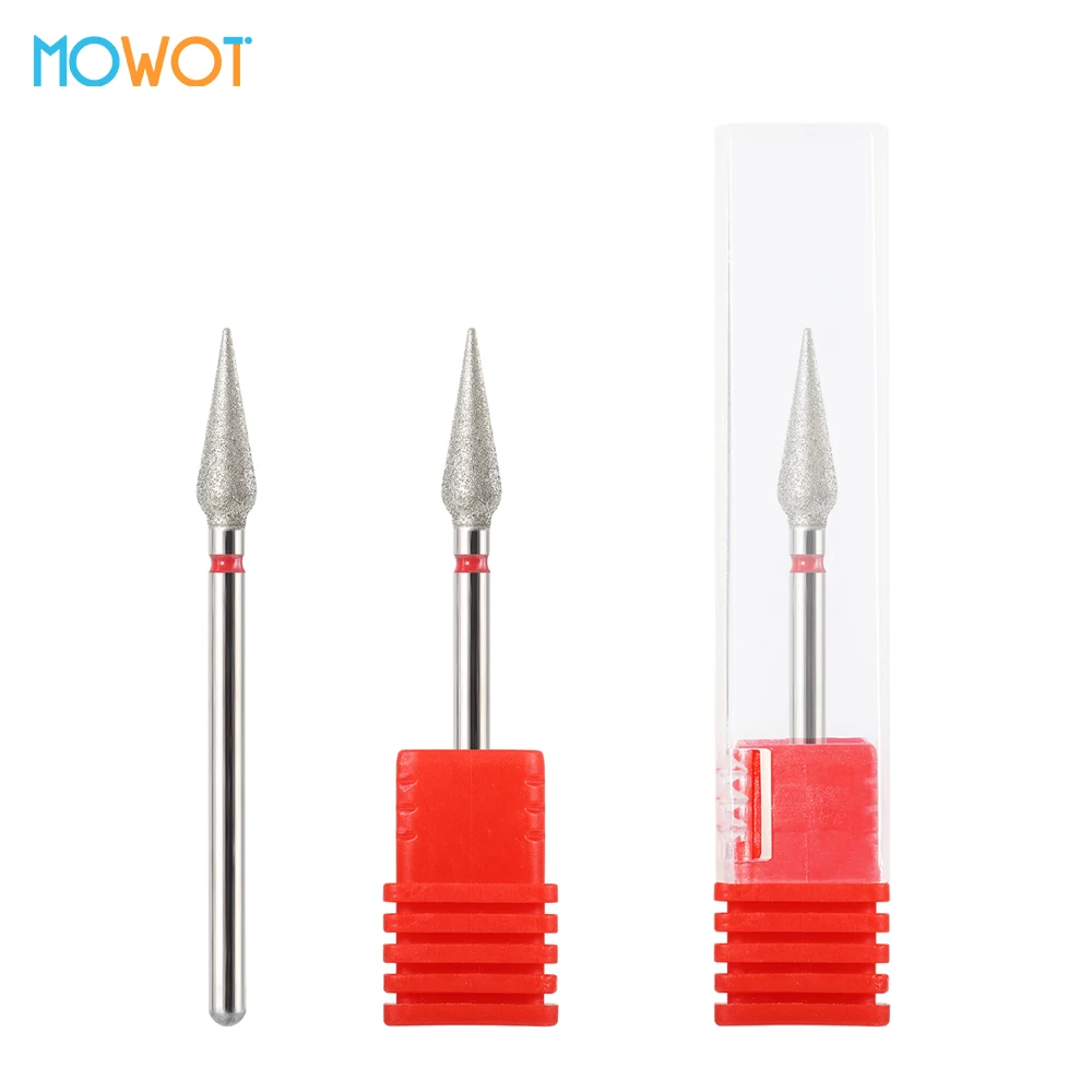 MOWOT 1 szt. Frez diamentowy płomień do manicure, obrotowy frez do skórek, frez do paznokci 3/32'', elektryczny frez do narzędzi do paznokci