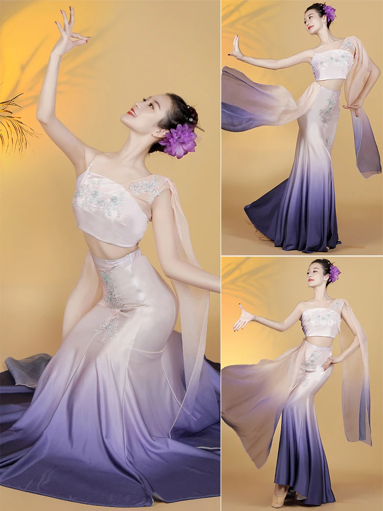 

Новый женский костюм для тайского танца: комплект с юбкой, наряд для выступлений, тренировочная одежда, уникальный этнический сценический костюм