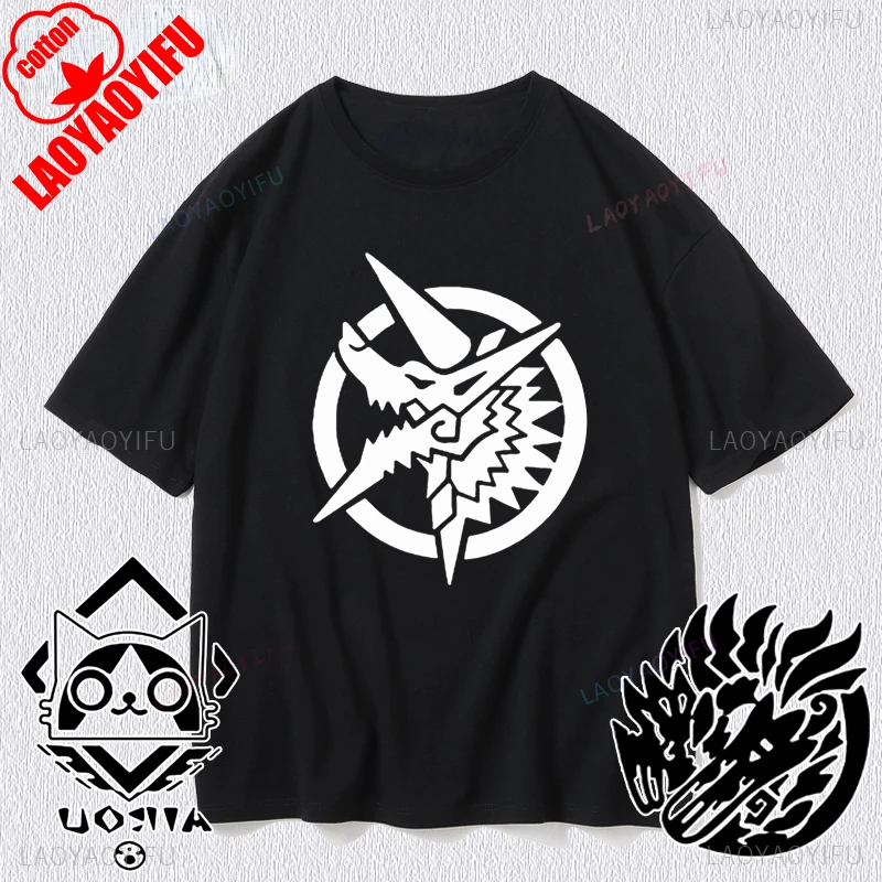 

Топы унисекс в корейском стиле с мультяшным принтом, японские фанаты игр Monster Hunter Cos отаку, футболка, хлопковые крутые летние хипстерские футболки в стиле хип-хоп