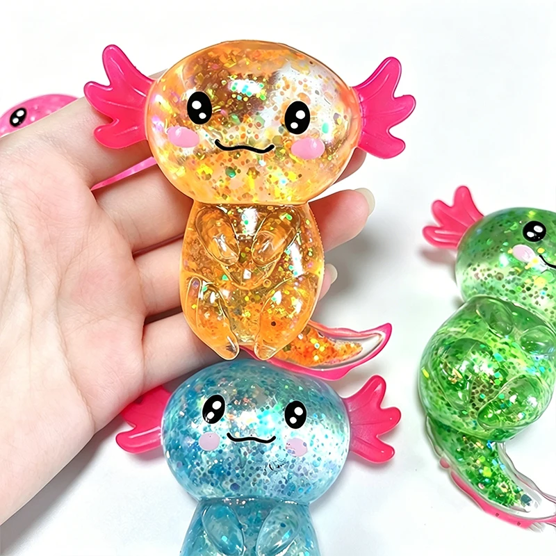 Glitzer-Maltose Axolotl Squishy Quetschspielzeug Niedliches Spaßiges Angstlösendes Salamander Langsam Zurückfederndes Stressball Fidget-Spielzeug