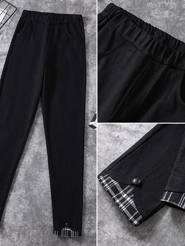 ارتفاع الخصر مرونة الخصر سليم صالح السراويل للنساء حجم كبير عارضة عالية المرونة الكورية Sle فضفاضة تناسب السراويل الطويلة