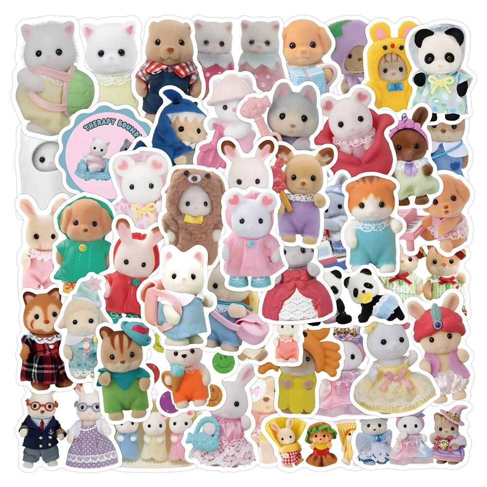 10/30/60/120PCS Kawaii Calico Critters adesivi giocattoli dei cartoni animati decalcomanie telefono fai da te Laptop Scrapbook decorazione della