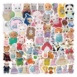 Autocollants Kawaii Calico Critters pour enfants, décalcomanies de jouets de dessin animé bricolage, décoration de téléphone, ordinateur portable, scrapbooking, vélo, graffiti, cadeau, 10 pièces, 30 pièces, 60 pièces, 120 pièces