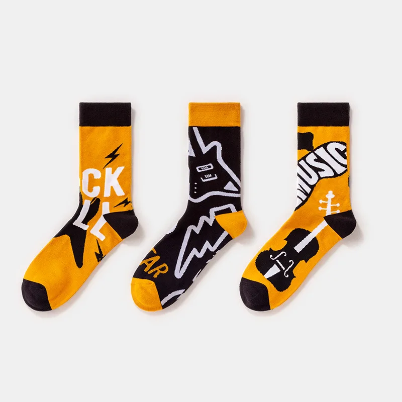 

New Music Designer Men Fashion Creative Funny Large size Crew Sock Personality Art Abstract Fashion Harajuku Socks