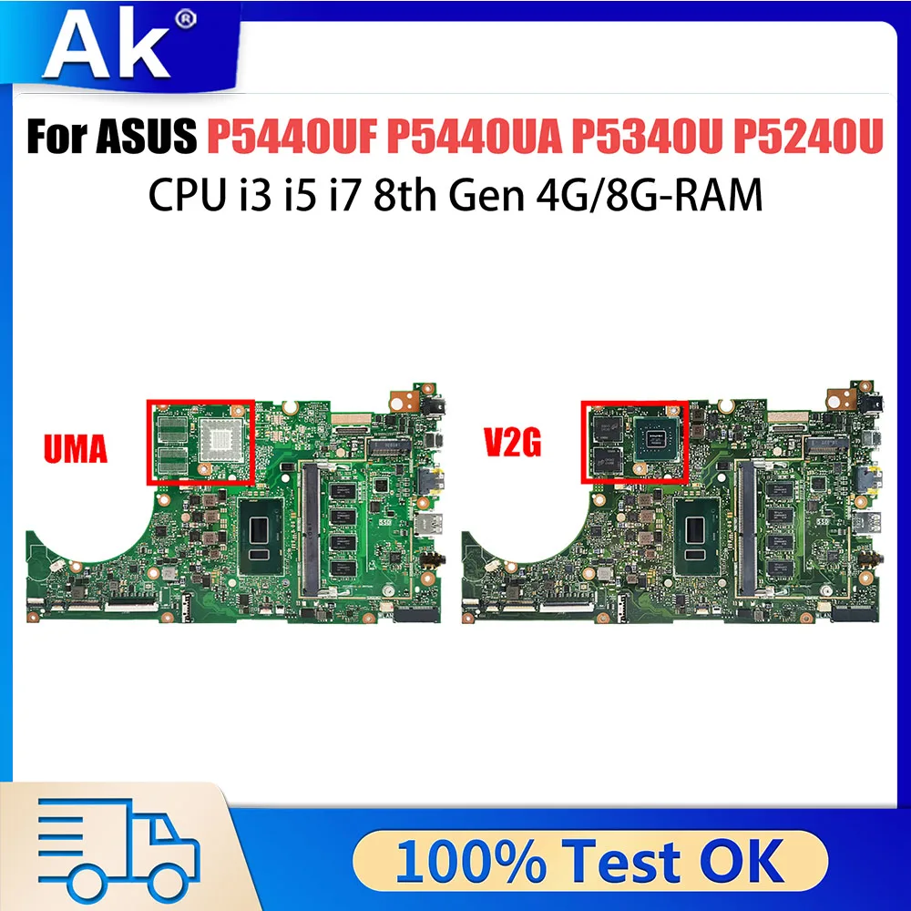 

P5440UF Mainboard For ASUS ExpertBook P5440UA P5340UF P5340UA P5240UF P5240UA P5440U Laptop Motherboard i3 8th 4G 8G RAM