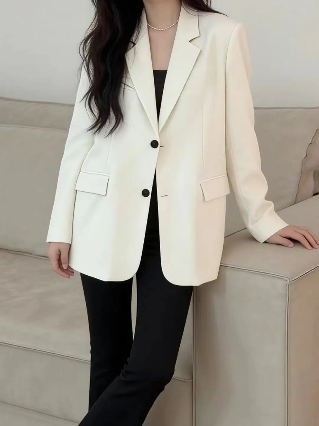 

Casual Stylish Long Sleeve Suit Jacket for Women Spring 2026 Fashionable Elegant Versatile Polyester Fiber Commute Style
