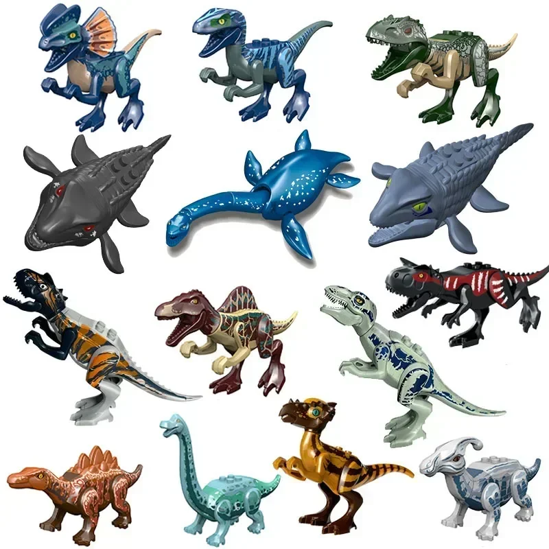 Hot Sale!! Jurassic Dinosaur Sea World Animals Mosasaurus Indominus Rex Model Building Blocks Enlighten Bricks Toys For Children