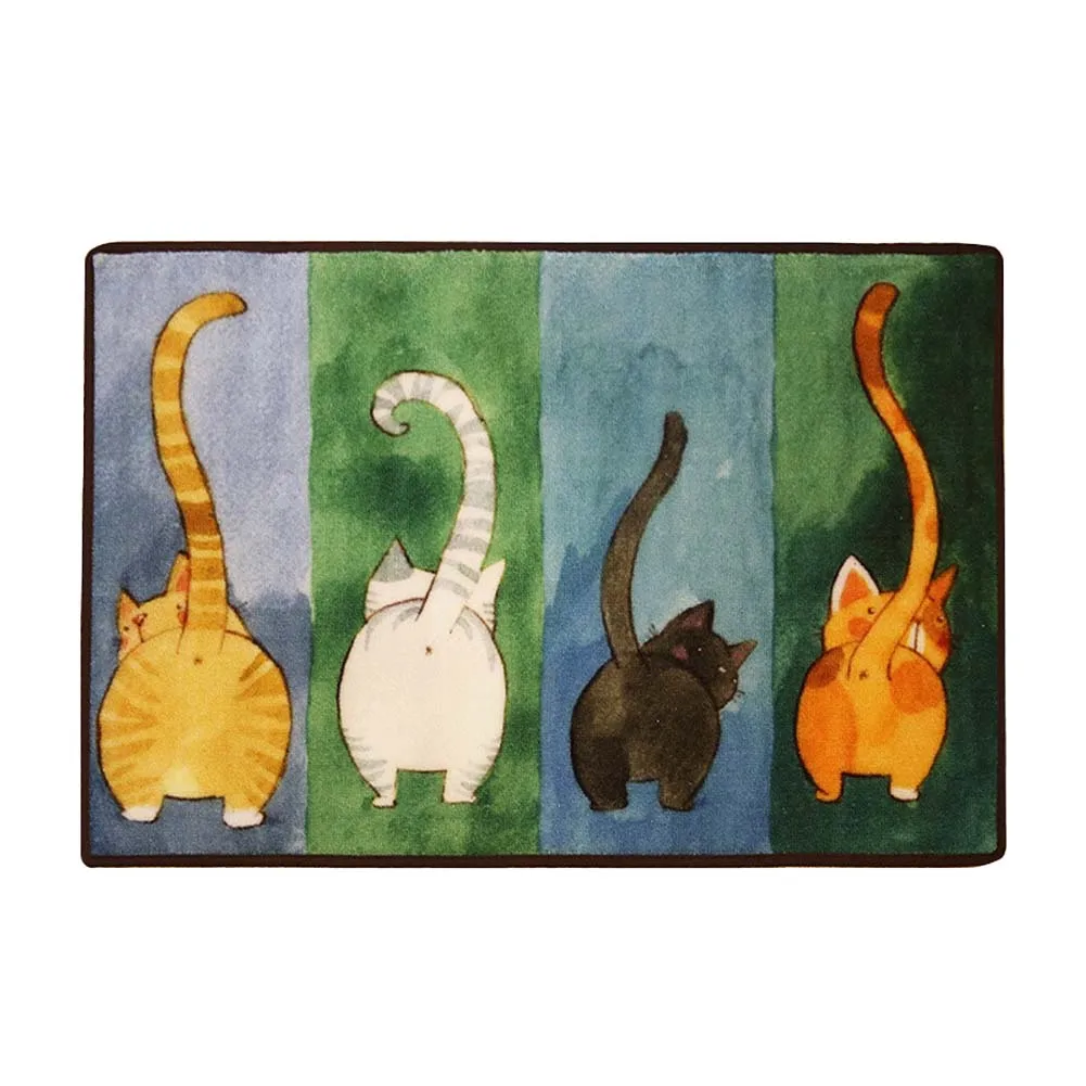 Four Cats Doormat Non-Slip Door Mat Waterproof Rugs Indoor Carpet Universal Welcome Mat Front Door Mud Absorbent for Floor Entra