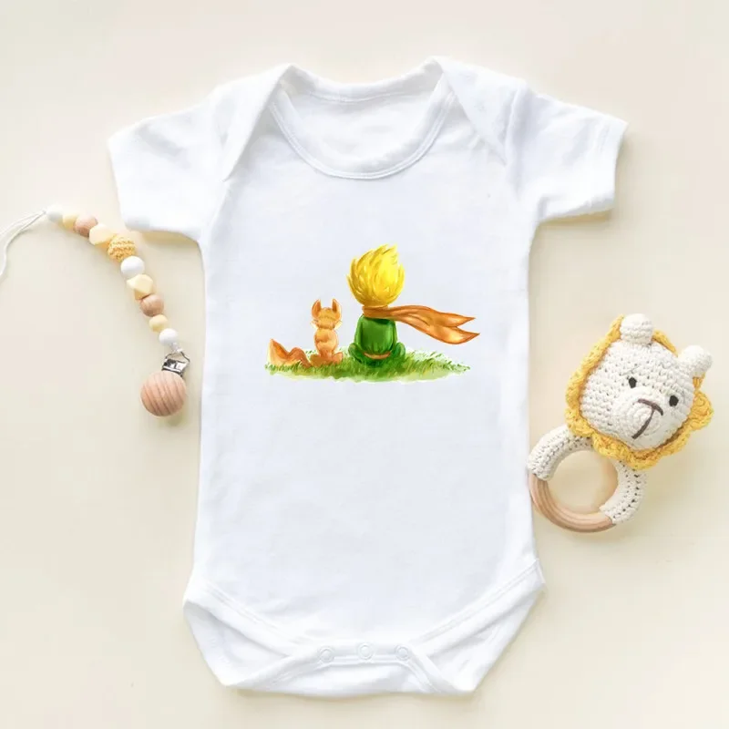 Barboteuse à manches courtes imprimée artistique du petit prince pour bébé, combinaison en coton pour nouveau-né, vêtements mignons pour garçons et filles