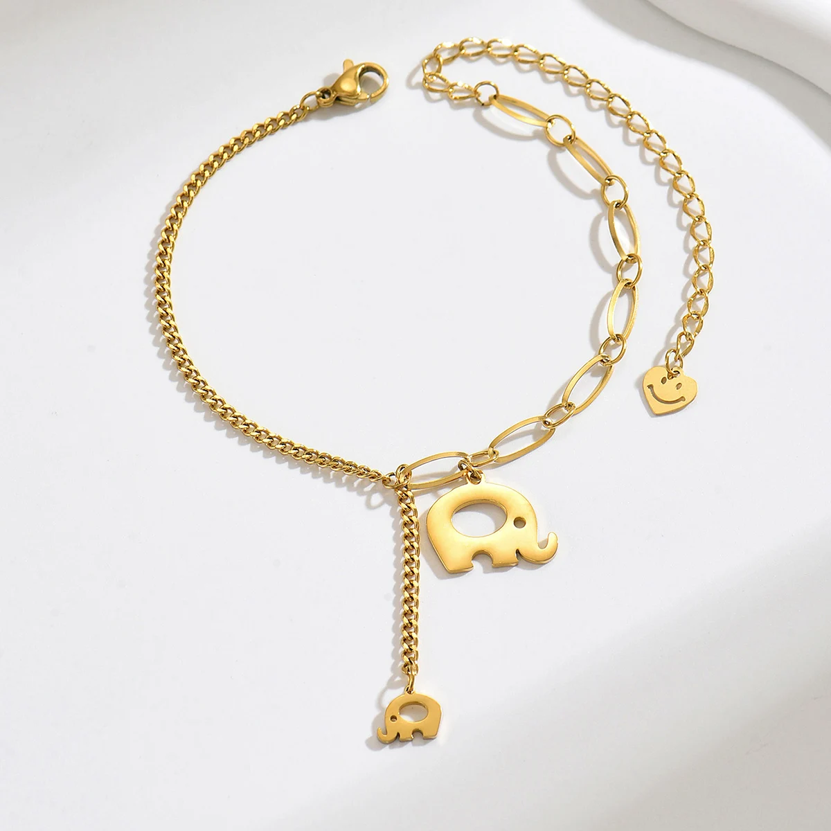 1pcs Women Titanium Steel Elephant Smile Charm Bracelet Minimalist Dainty Chic Versatile Casual Stylish Everyday Fashion Jewelry