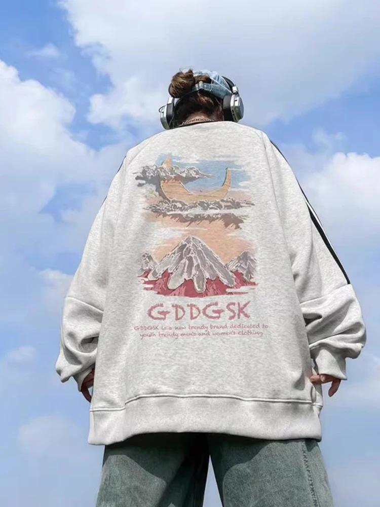 

Мужская толстовка American Style Heavyweight с круглым вырезом, осенне-зимняя, новая модная коллекция, брендовая, в стиле ретро, оверсайз, молодежная, повседневная куртка