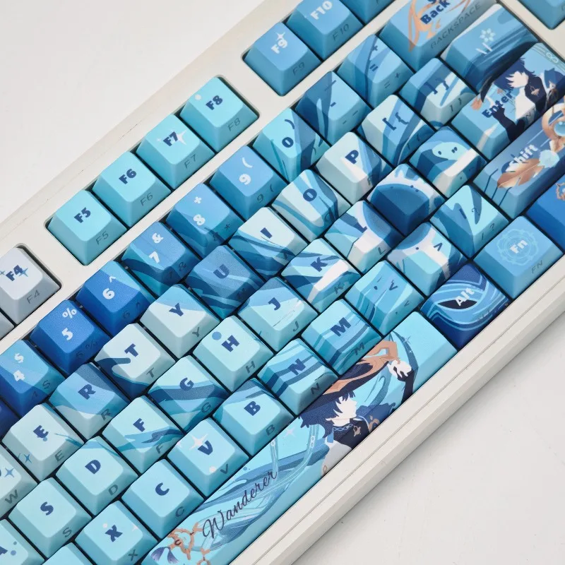 137 Keys Wanderer Keycap Sets Game Genshin Impact Balladeer Design Cherry PBT Translucent Gaming Keycap for Mechanical Keyboard