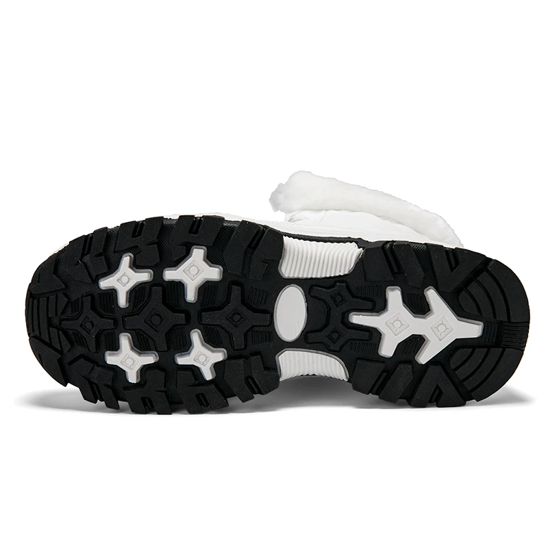 Antiskid Warm Snow Boots Woman plush Ladies Outdoor Ankle Boots big size 42 Mid-Calf Boots Black high-top walking shoes lace-ups