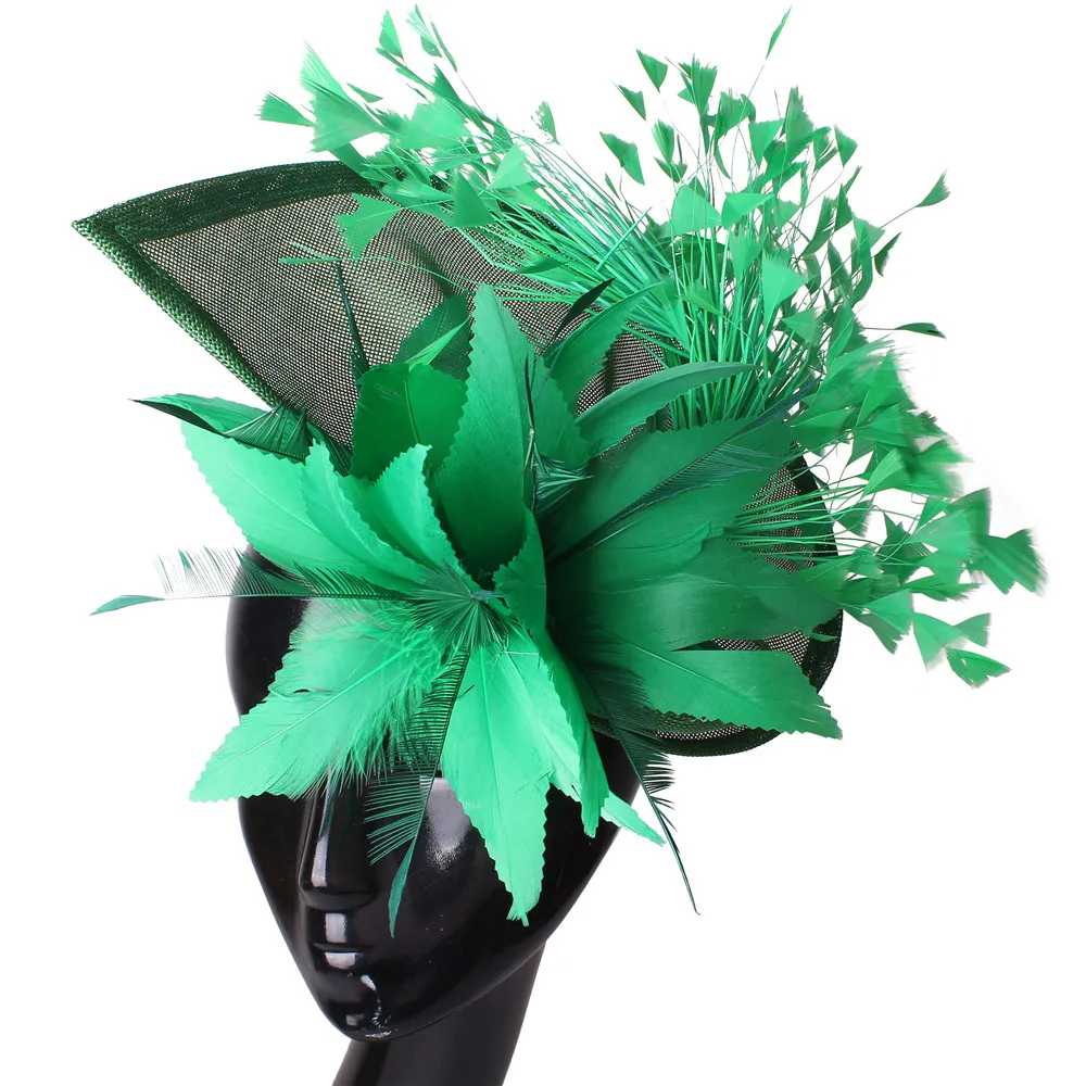 Charmante orange Feder Hochzeit Haars pangen Fascinators Hut Blume Braut Kopf bedeckung Schleier Frauen Party verheiratet Haar Zubehör syf678 – Detail 10