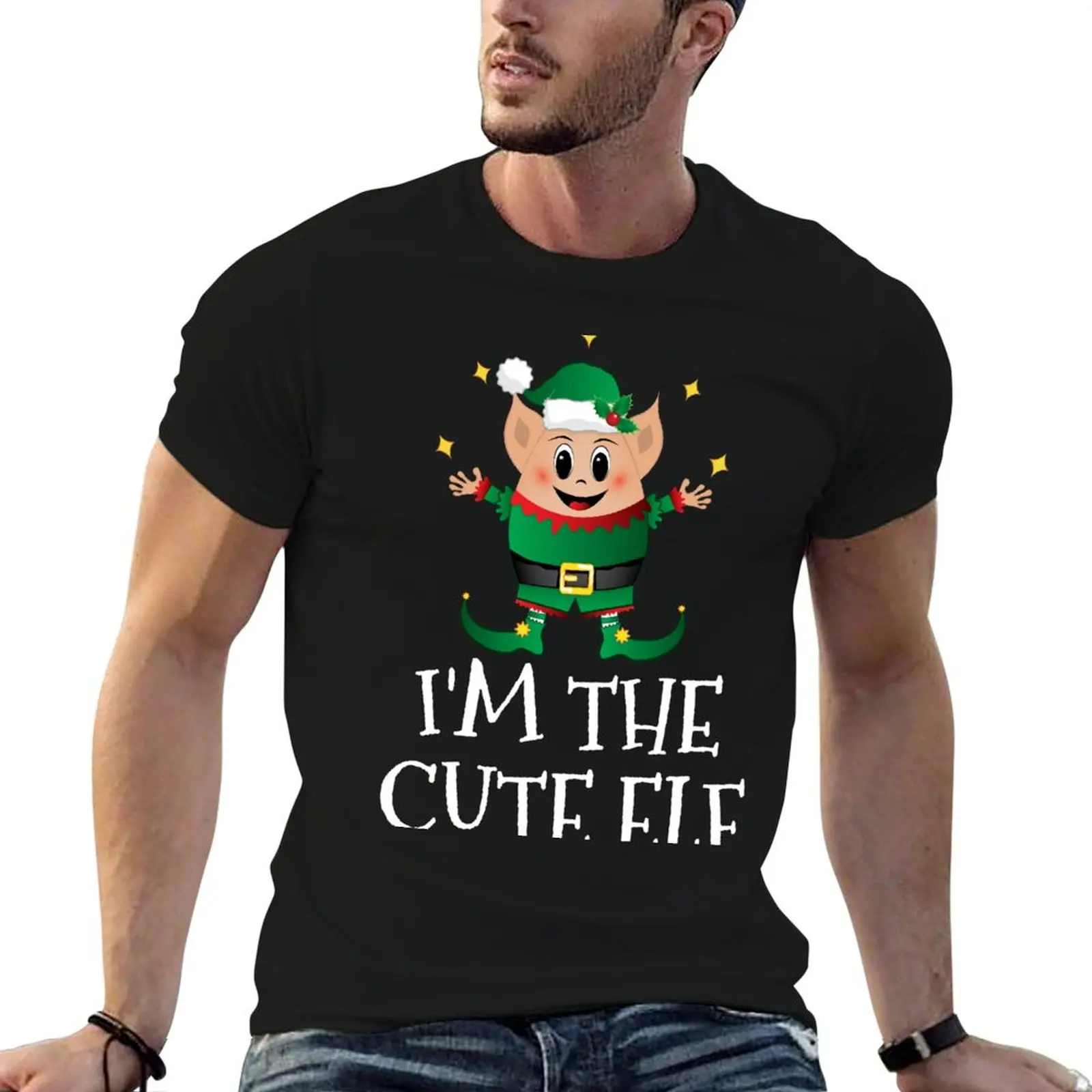 Cute Christmas Elf Funny Costume Xmas Squad Christmas Eve T-Shirt cotton t shirt man man tshirt T-Shirt