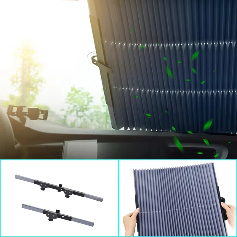 Car front/rear window sunshade retractable windshield sun visor summer UV protection
