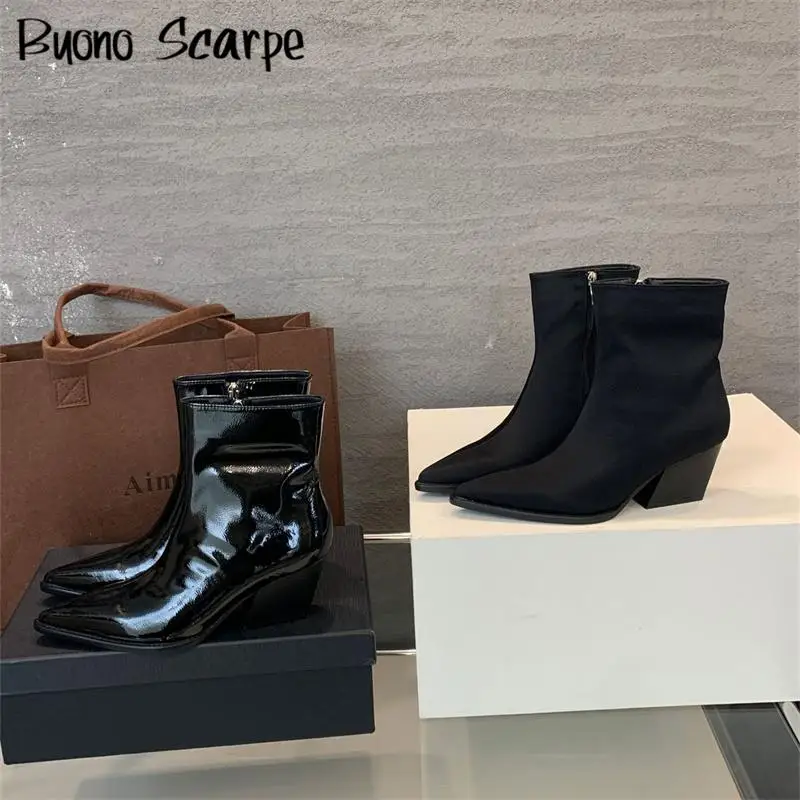 bottes-pointues-en-cuir-verni-pour-femmes-talons-epais-bottes-de-rincage-fermeture-a-glissiere-pour-documents-solides-couture-courte-mode-occidentale-chaussures-elegantes-concises