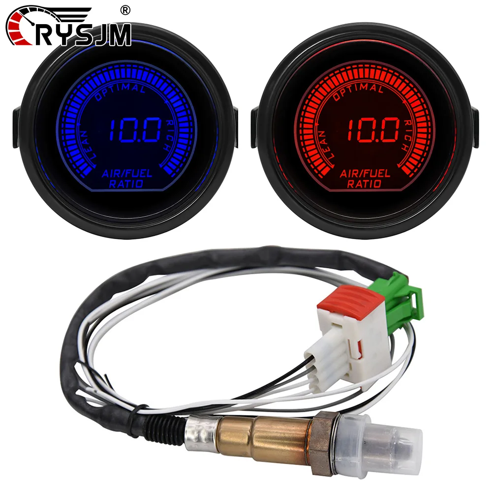 Red Blue Dual Colors Backlight Car Air Fuel Ratio Gauge 2'' 52mm Air Fuel Ratio Meter Auto for Petrol Racing 12V Vehicle CAR