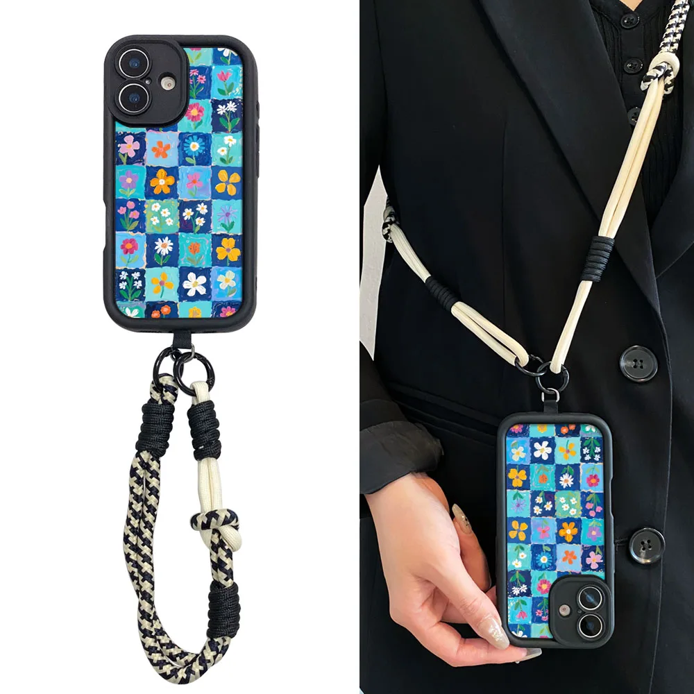 2025caixa de telefone com cordão crossbody para redmi note 14 13 12 11 10 9 8 7 pro plus 11s 14s 13c 12c 14c 9t9c10cflor capa de corrente de pulso