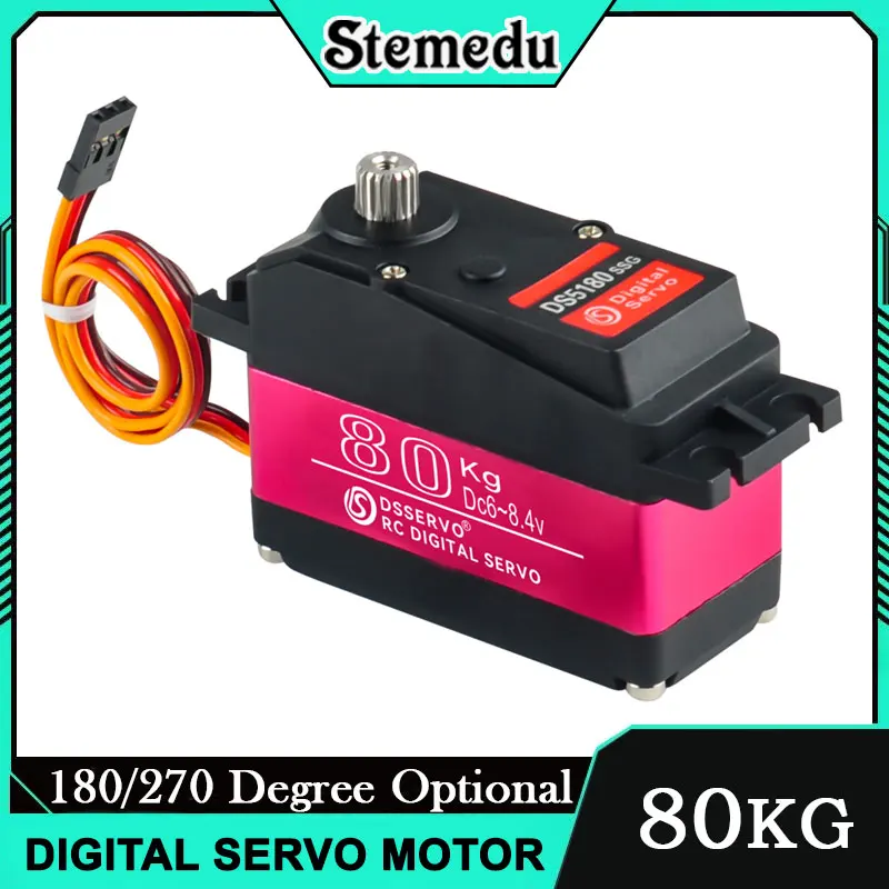 80กก. เซอร์โวดิจิตอล 7.4V เกียร์โลหะแรงบิดสูง 180/270 °   IP66 กันน้ําสําหรับ HPI Baja 5B SS RC รถแขนหุ่นยนต์พวงมาลัย