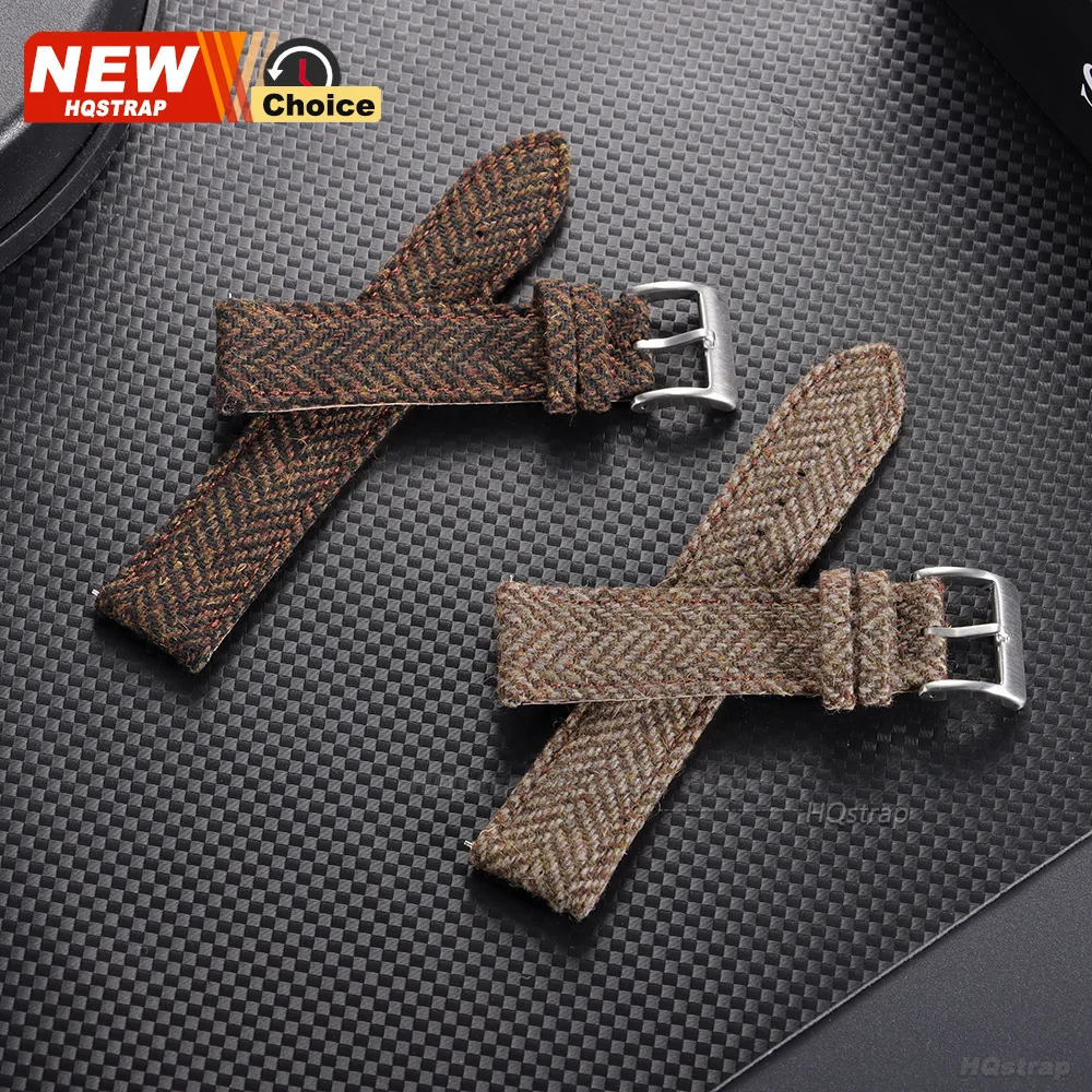 18mm 20mm 22mm Tweed Nylon Strap for Omega Smartwatch Leather Quick Release Band for Seiko Bracelet for Rolex Vintage Universal view 3