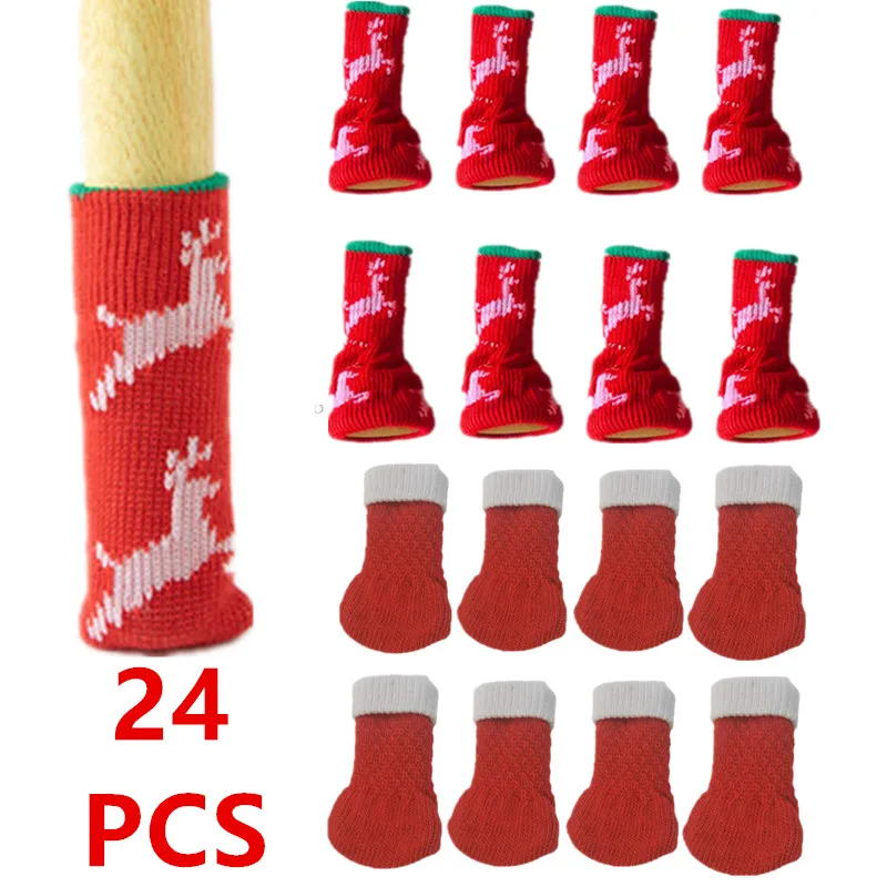 рождественские Вязаные чехлы для ножек стула