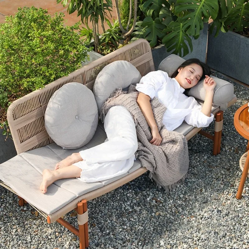 Balcony Leisure Chair Sitting Sofa Outdoor Courtyard Rattan Chaise Longue