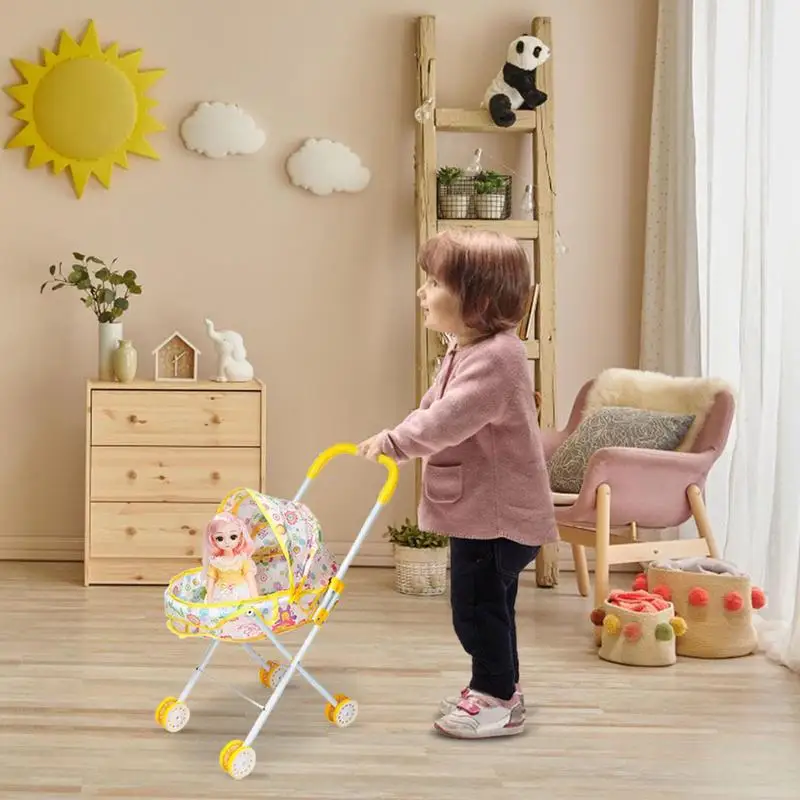 

Foldable & Lightweight Baby Stroller With Dolls Nuturing Role Play Baby Doll Cute Shape Doll Stroller Mini Baby Walker Stroller