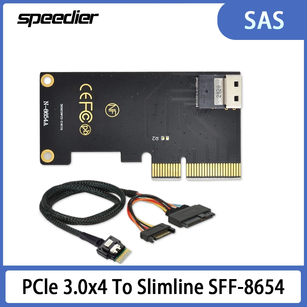 

PCIe 3.0 X4 To Slimline SAS (SFF-8654) To SSF-8639 SF-025 Adapter Conversion Card with NVMe Protocol for SSD Solid State Drive