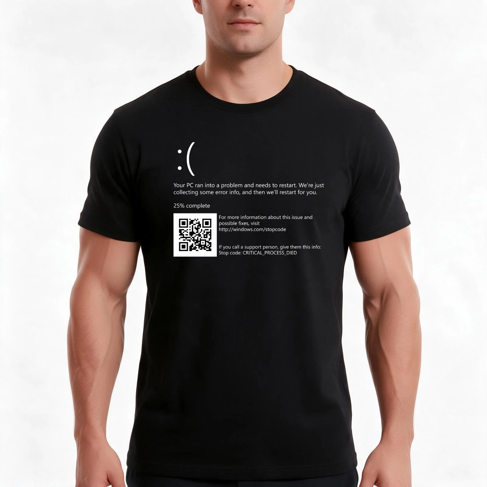 BSOD - Blue screen of death Windows 10 T-Shirt, Summer Casual Cotton Tee, Oversized Streetwear Tops, Vintage Graphic Print