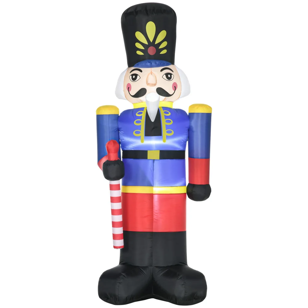 

HOMCOM 8ft Christmas Inflatables Outdoor Decorations Nutcracker Toy Soldier with Scepter, Blow-Up Yard Christmas Decor