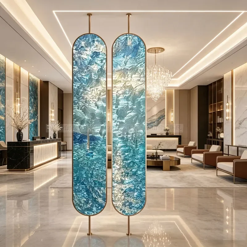 Retro Arched Metal Room Divider with Enamel Bird Floral Art Luxury Entryway Partition for Villa Hallway Aisle Decor