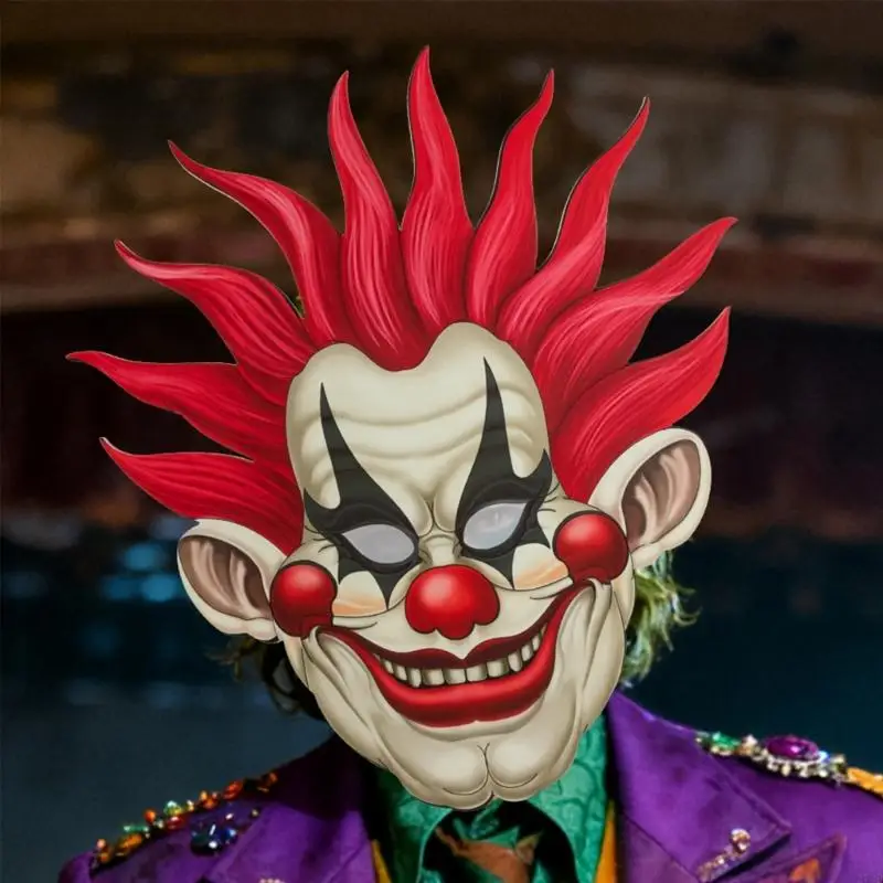270D Plastic Clown Masker met Rode Neus Realistische Pruik Maskerade Masker Feestmasker Cosplay Masker voor Carnaval Halloween