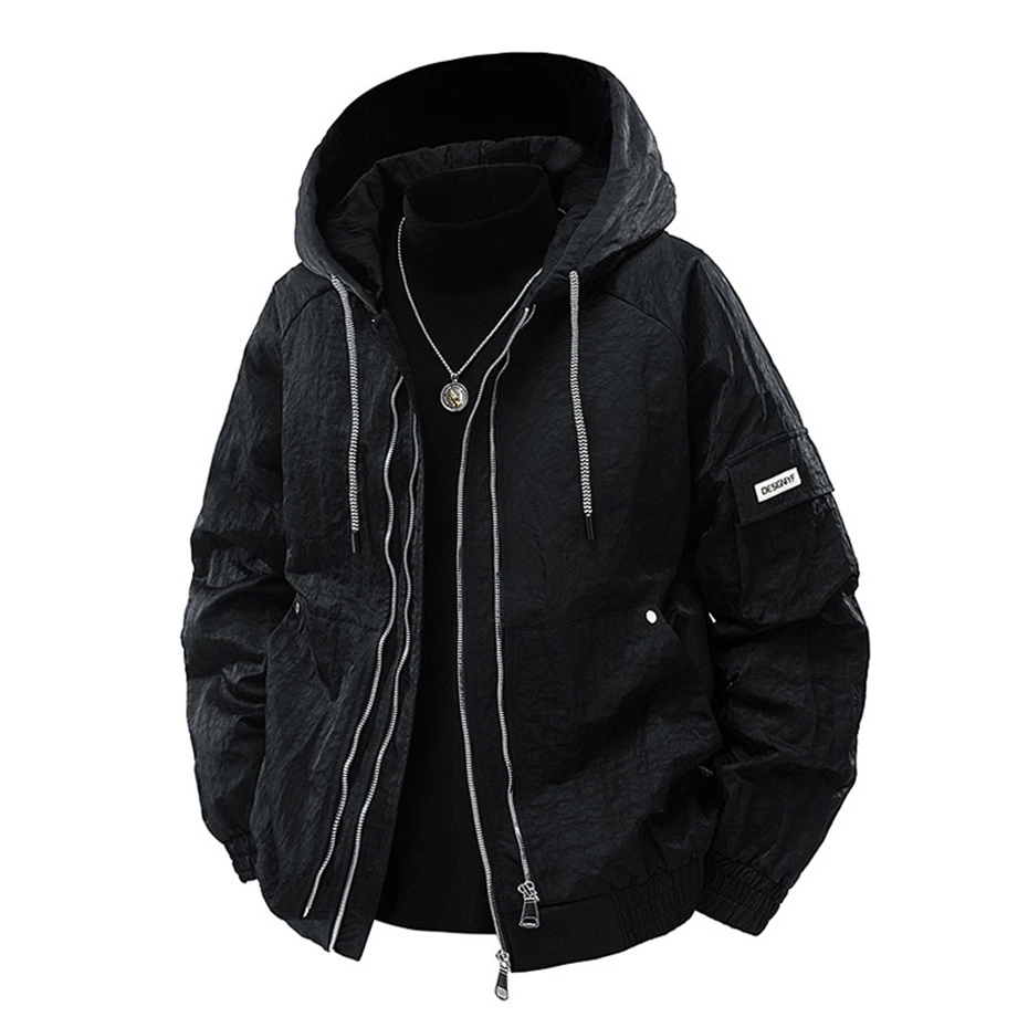 Windbreaker Jacket Men 8XL Plus Size Cargo Jacket Coat Male Fashion Casual Hooded Outerwear Camp Jackets Big Size 8XL