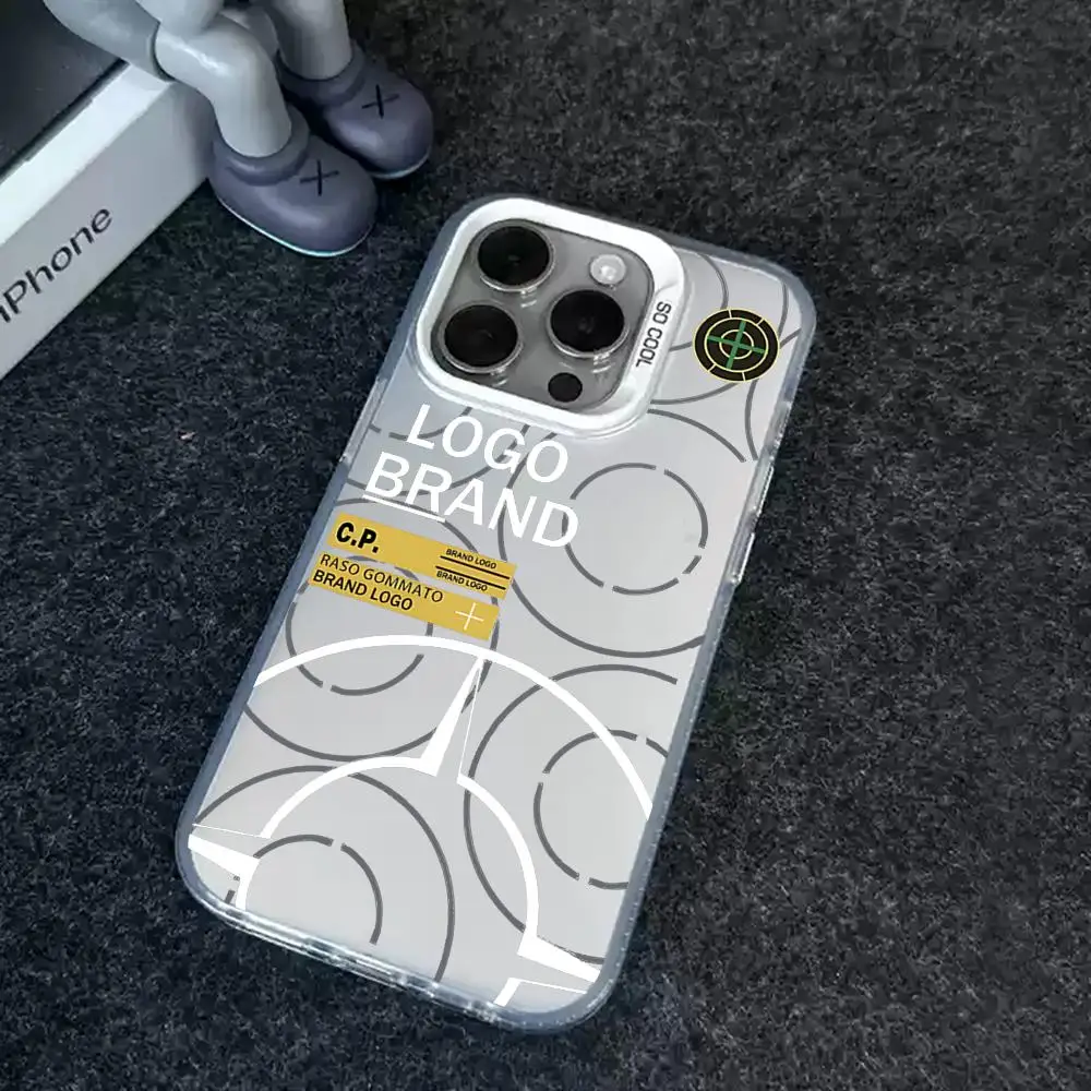 Чехол для телефона черный lMDColor Silver Shell для lPhone 16, 16e, 15, 14, 13, 12, 11 Pro Max Plus I-island Luxury S-Stone-S