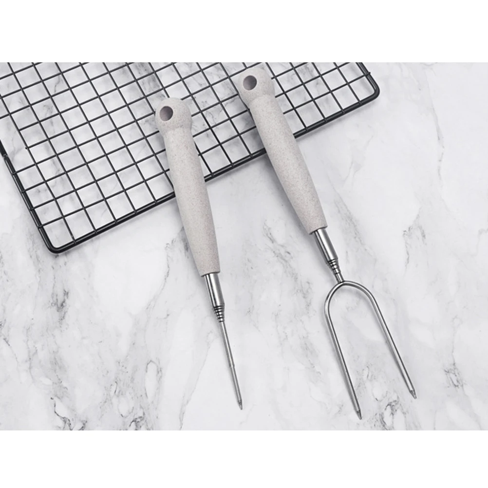 

Stainless Steel Barbecue Forks Telescopic Flexible Skewers Durable BBQ Tools for Camping Trips Backyard Parties