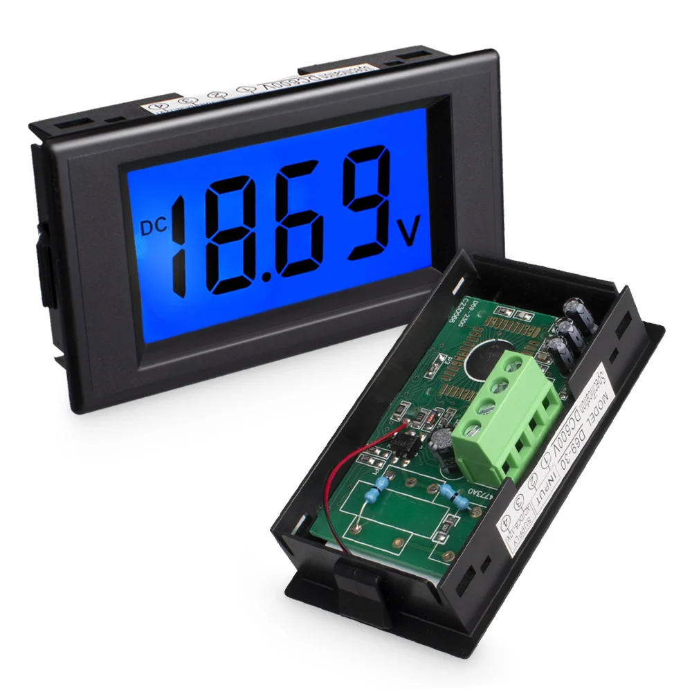 DC 0-600V Digital Voltmeter Electrical Measuring Instrument HD Panel Green Blue LCD Display Voltage Tester Detector Meter