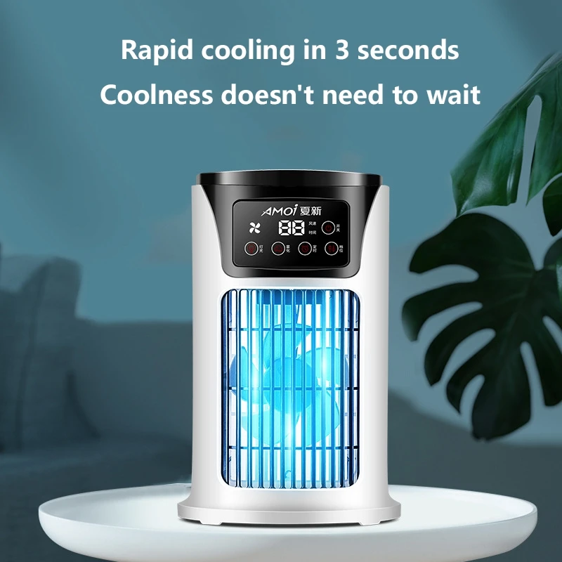 Ventilateur Rafraîchisseur d'Air Portable Multifonctionnel, Climatiseur Compact à Air Froid avec Humidification, Ventilateur Naturel pour Maison, Bureau et Bureau à Domicile