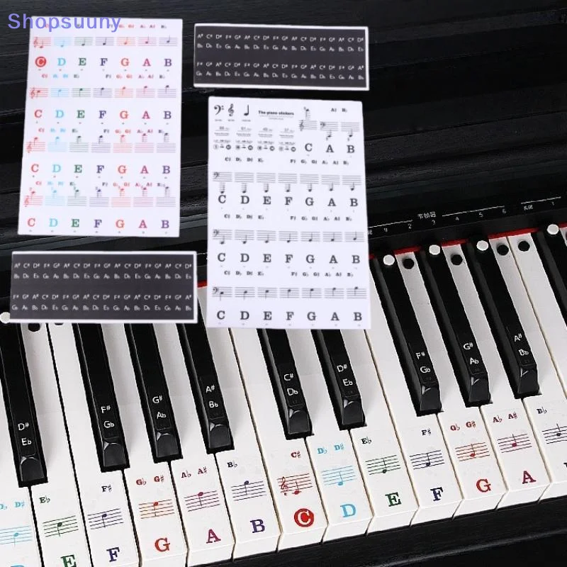 [SU]1 Set Beginner Letter Piano Sticker 88/61/54/49 Keys With Removable Colored Note Labels Piano Keyboard Stickers[SU]