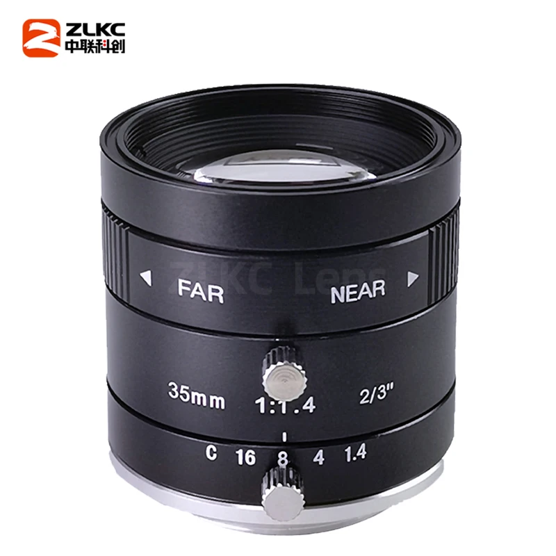 3.0Megapixel C Mount 35 mm 2/3 Inch F1.4 FA Machine Vision Fixed Focal Length Lenses Industrial Camera Manual Iris CCTV Lens 3MP