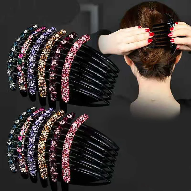 Rhinestone Hair Comb Flower Bridal Crystal Hair Clip Hair Ornaments Handmade Fashion Jewelry Wedding Elegant Hair Accessories