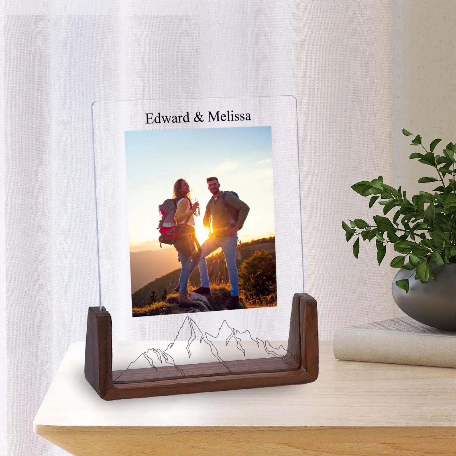 Custom Picture Frame Mountains Honeymoon Gift for Couple Him Her Personalized Photo Frame Traveler Gifts Unique Keepsake Decor